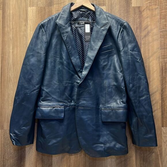 JAKEWOOD - Buttersoft Leather Blazer Style # 7000 in Navy Blue - Picture 3 of 7